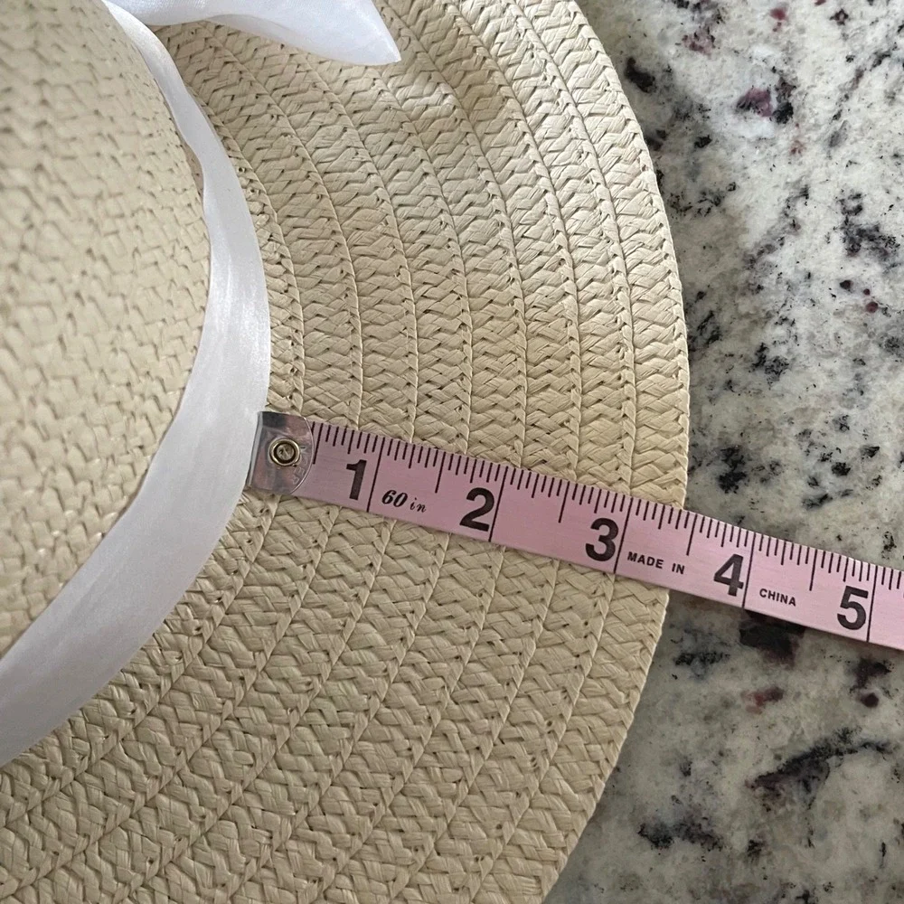 Womens Straw Sun Hat Wide Brim Bow Accent Beach Vacation UPF Protection